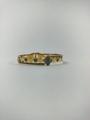 Royal Gold-Tone Floral Stone Bracelet.