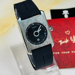 TOMI T-022 Black Dial Silver Case