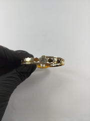 Royal Gold-Tone Floral Stone Bracelet.