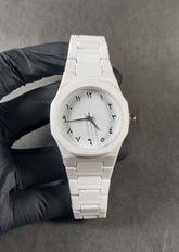 White Arabic Aura Fiber Watch