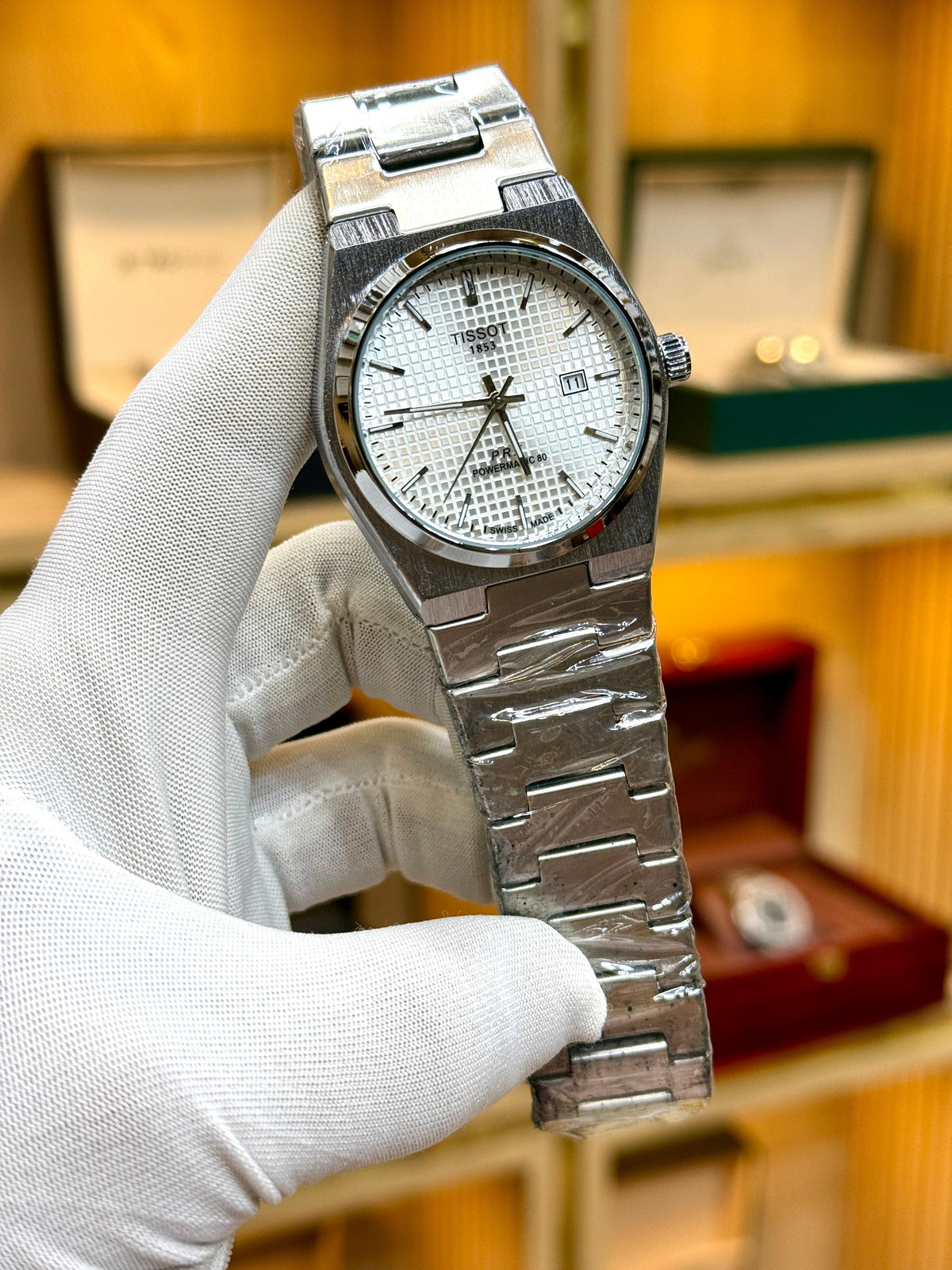 TISSOT-Semi automatic Silver chain with White dial