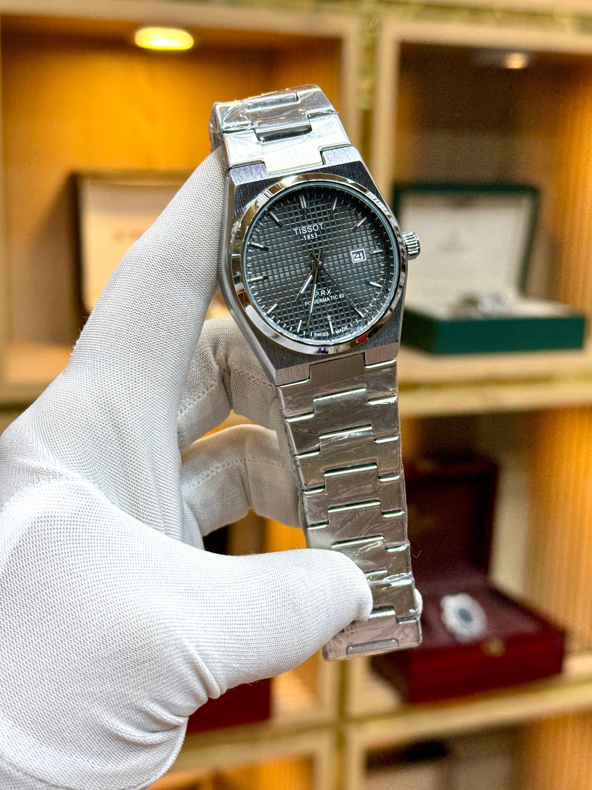 TISSOT-Semi automatic Silver chain with Black dial