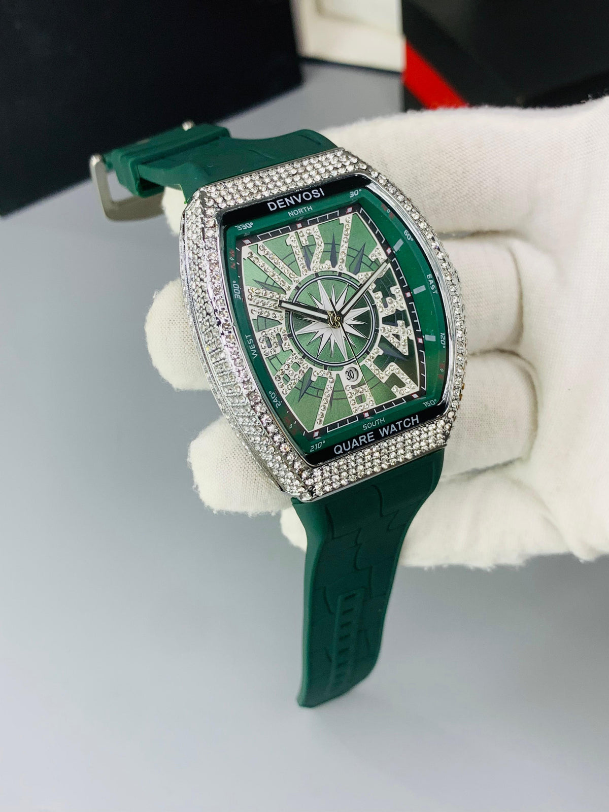 Denvosi-Inspired Diamond Yachting Watch Green Dial